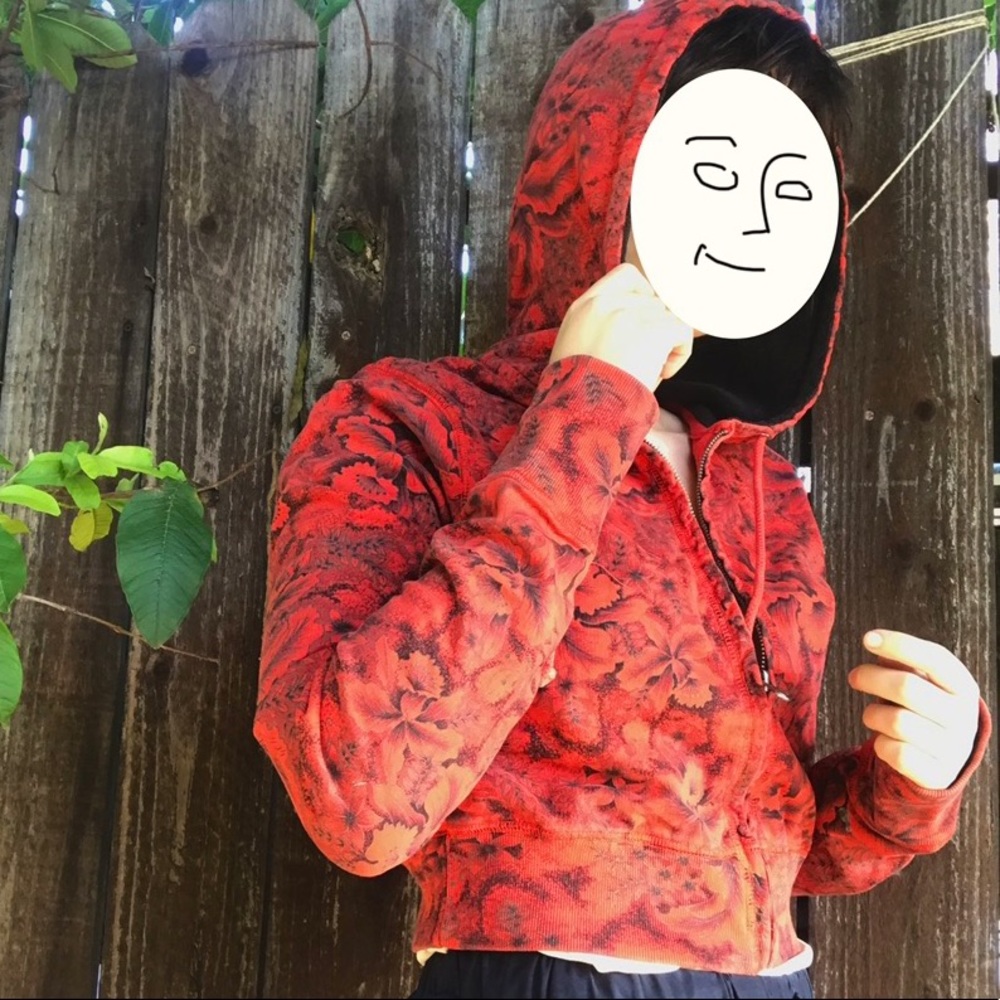 Lucky Brand floral pattern cropped hoodie